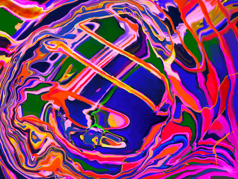 Abstract painting with colorful lines and bold shapes