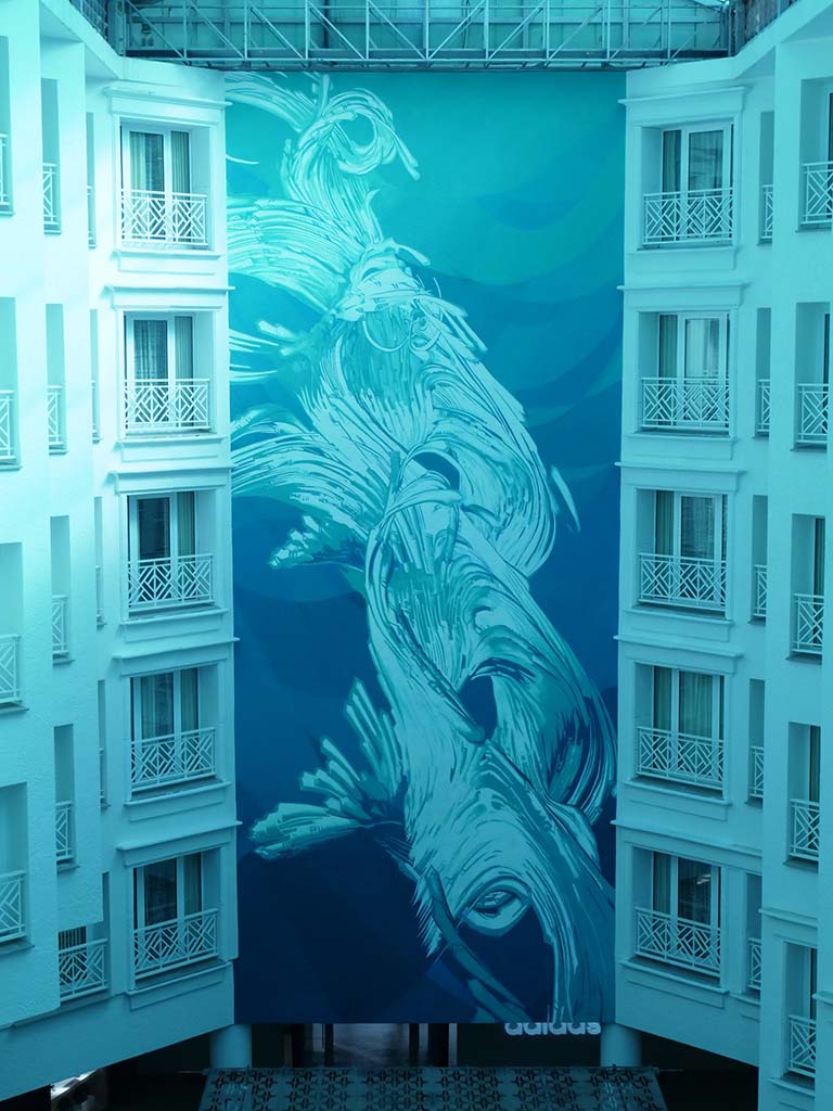 Mural in the lobby of the Hotel Renaissance in Aruba