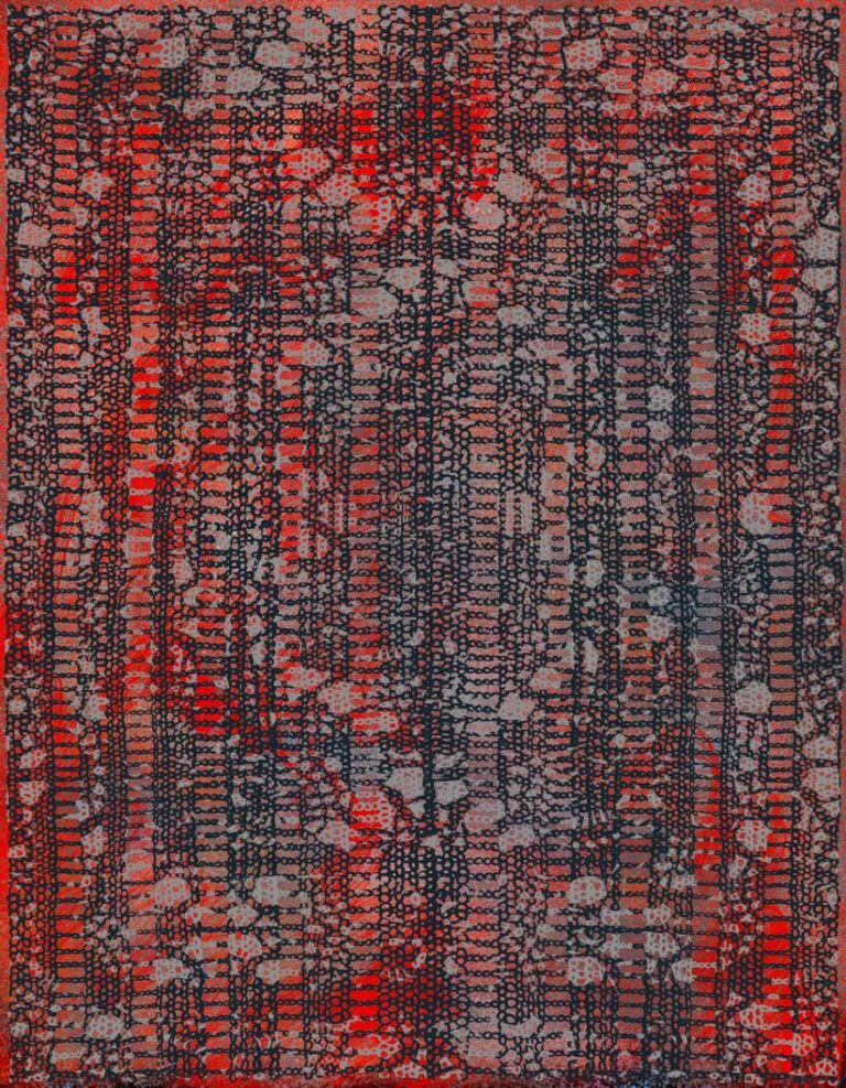 Circle Fabric red and gray pattern