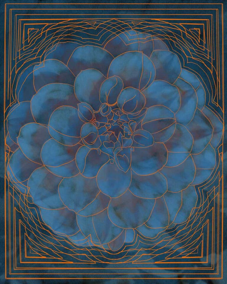 Dahlia with Blue Lines