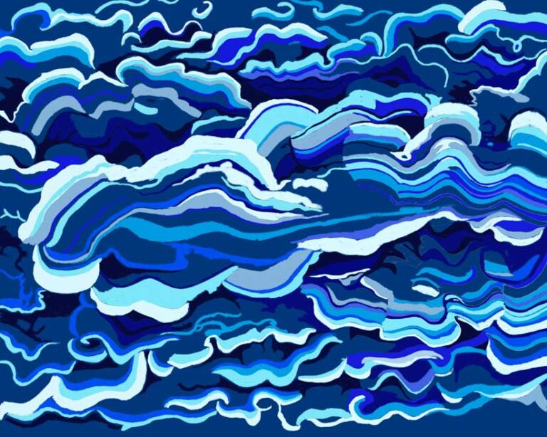 Abstract painting with wave like shapes