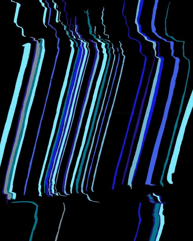 Abstract painting with blue lines