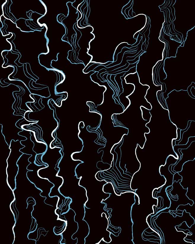 abstract painting with squiggly lines